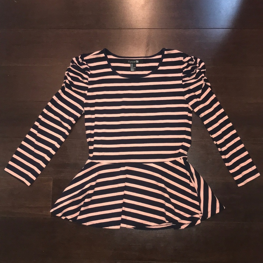 Pink & Blue Peplum Shirt